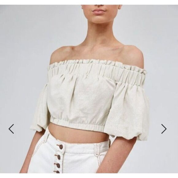 The Fifth Label Blouse Off Shoulder Cropped Beige Theo Wheat Top Size Small/4 - Picture 1 of 10